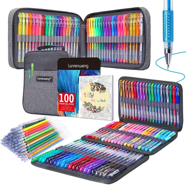 Glitter Gel Pens Coloring Books  Color Pens Coloring Books - Gel Pens Set  12/24 100 - Aliexpress